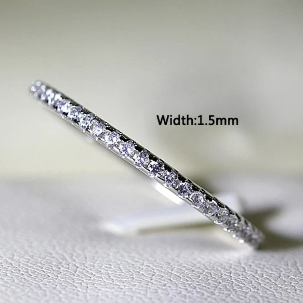 Trendy Silver Stackable Diamond Ring - Picture 2 of 4